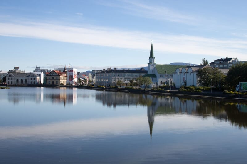 Reykjavik cityscape with colorful houses