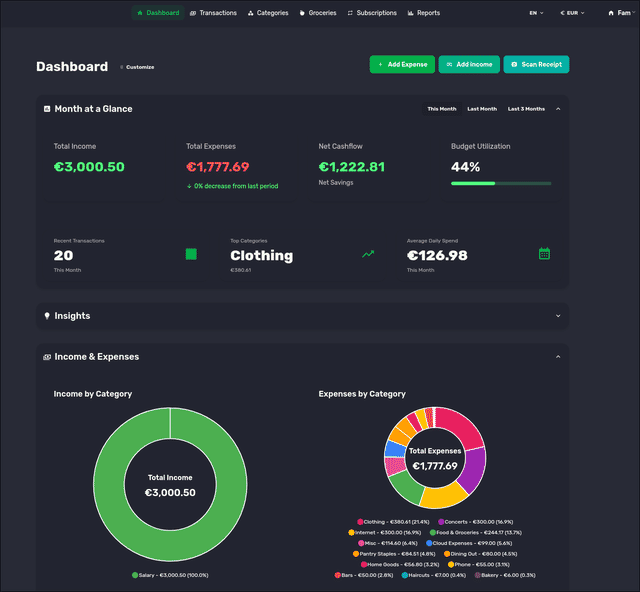 BudJet - Personal Finance Tracker interface