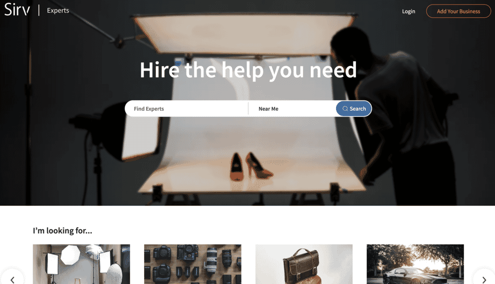 Sirv Experts Directory interface