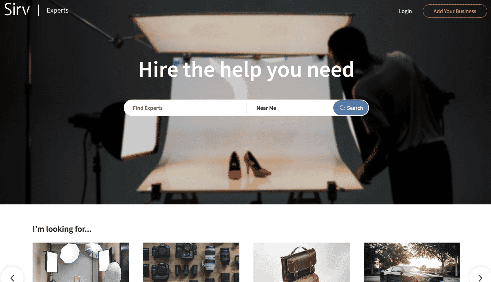 Sirv Experts Directory interface