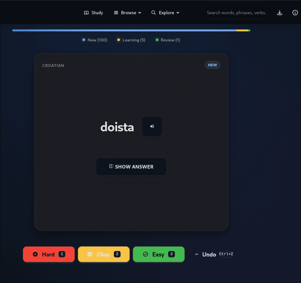 SlovoCard interface