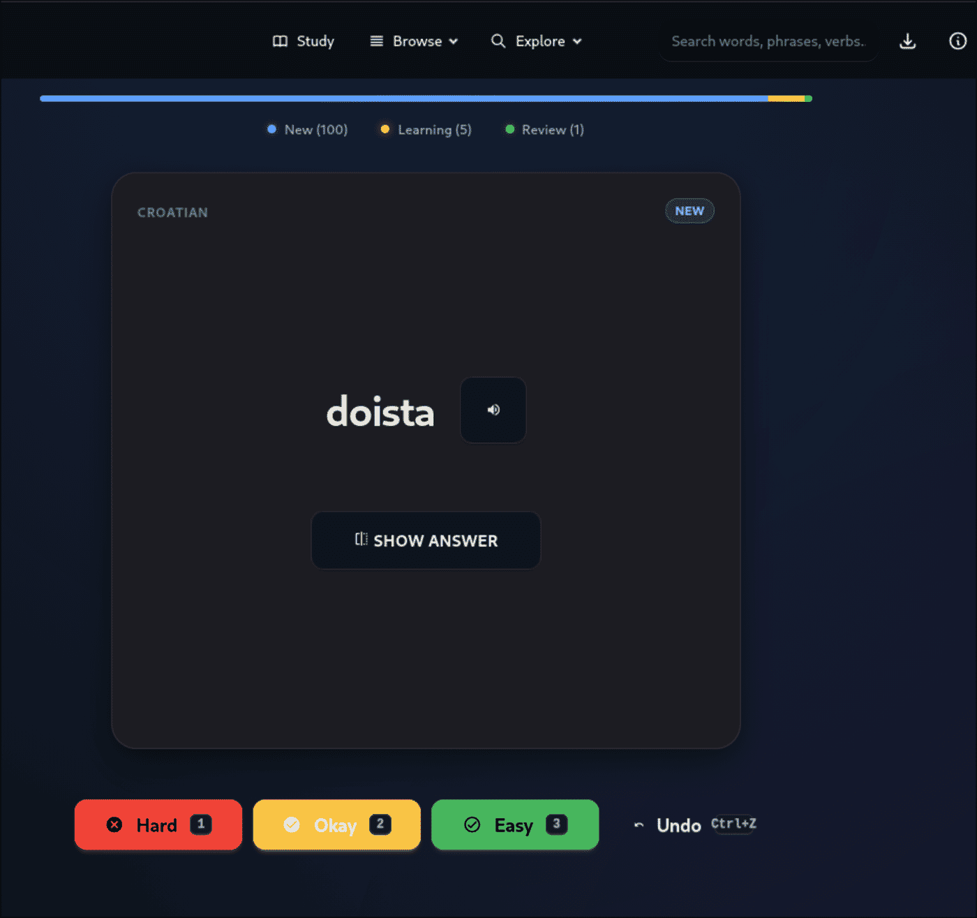 SlovoCard interface