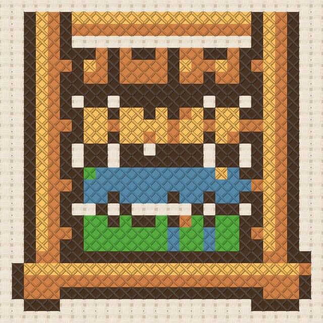 Abacus finished in cross stitch on Aida cloth