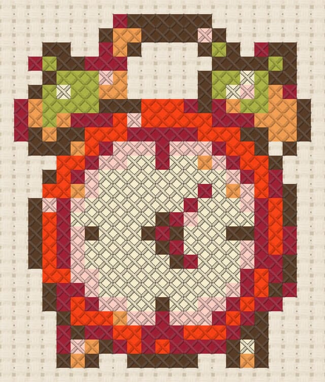Alarm clock finished in cross stitch on Aida cloth