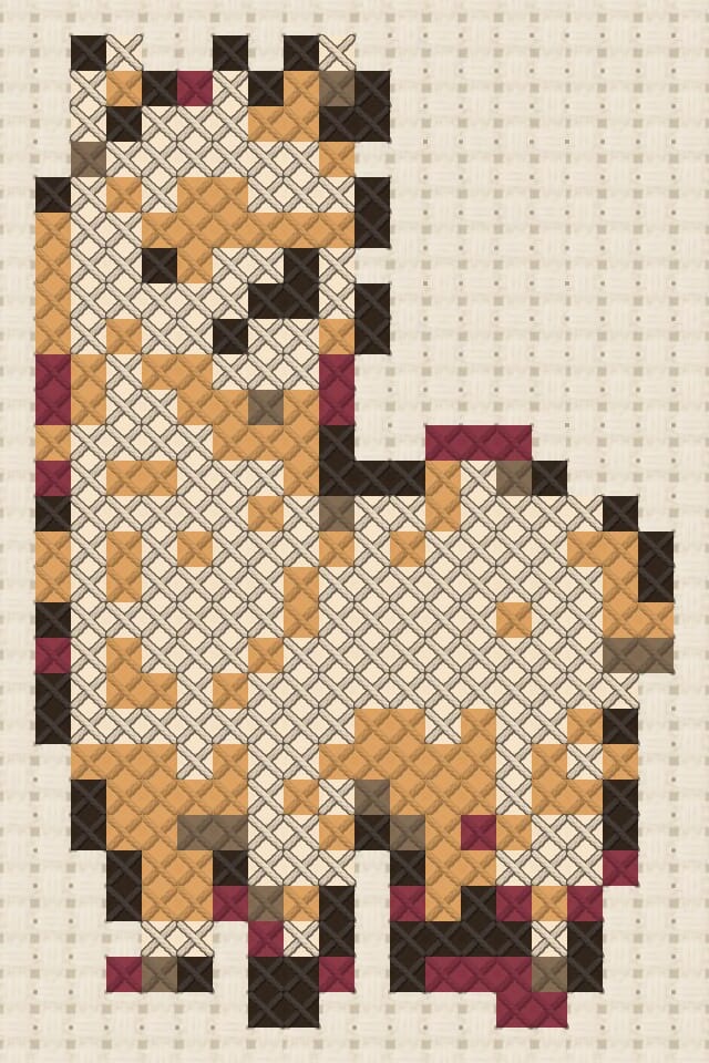 Alpaca finished in cross stitch on Aida cloth