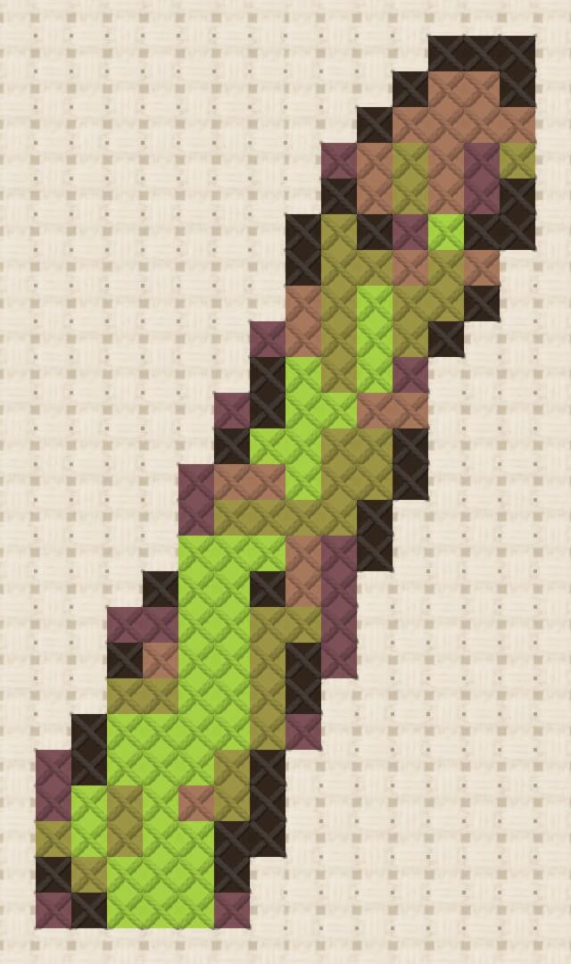 Asparagus finished in cross stitch on Aida cloth