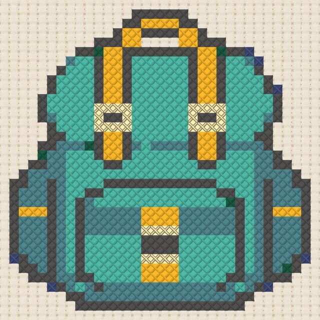 Backpack finished in cross stitch on Aida cloth
