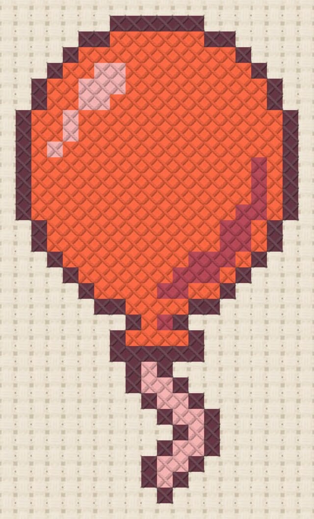 Balloon finished in cross stitch on Aida cloth