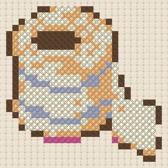 Bandage roll finished in cross stitch on Aida cloth