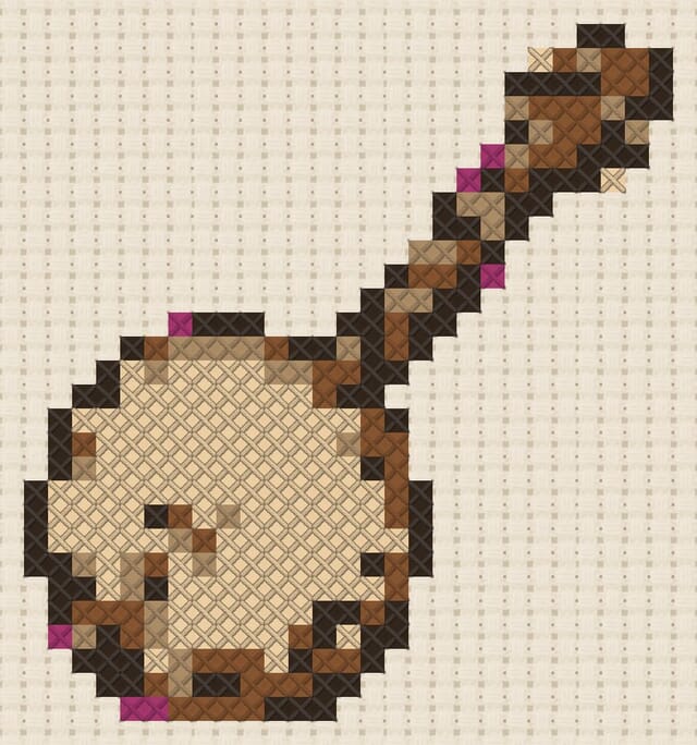 Banjo finished in cross stitch on Aida cloth
