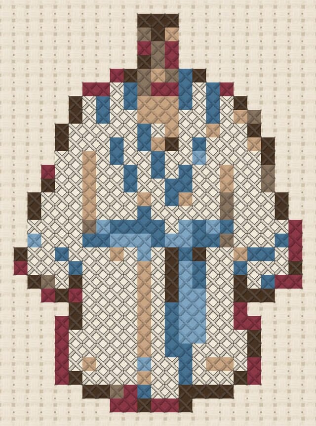 Bathrobe finished in cross stitch on Aida cloth
