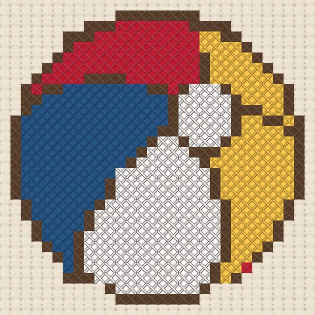Beach ball finished in cross stitch on Aida cloth