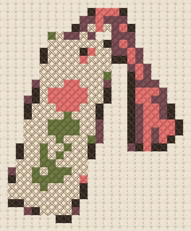 Bookmark finished in cross stitch on Aida cloth