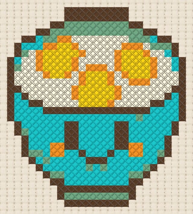 Bowl of cereal finished in cross stitch on Aida cloth