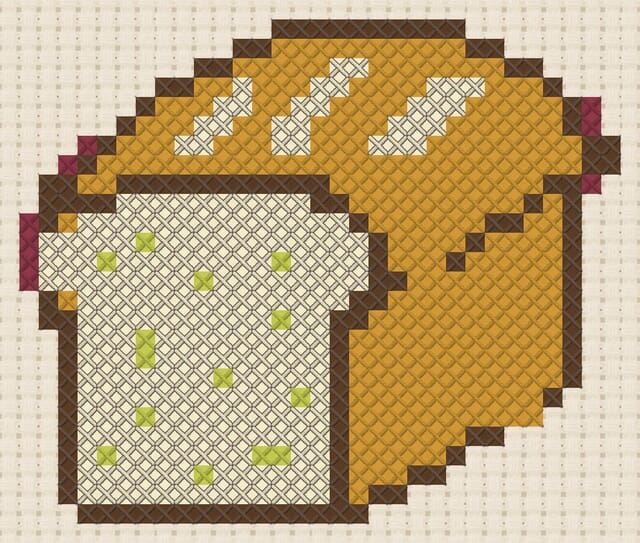 Bread finished in cross stitch on Aida cloth