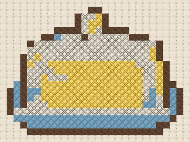 Butter dish finished in cross stitch on Aida cloth