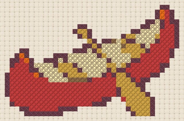 Canoe finished in cross stitch on Aida cloth