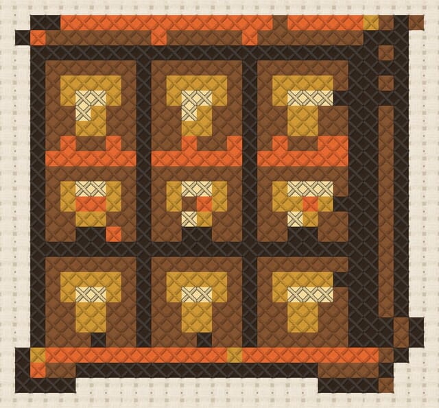 Card catalog finished in cross stitch on Aida cloth