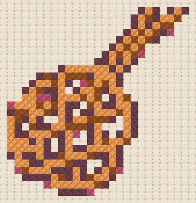 Carpet beater finished in cross stitch on Aida cloth