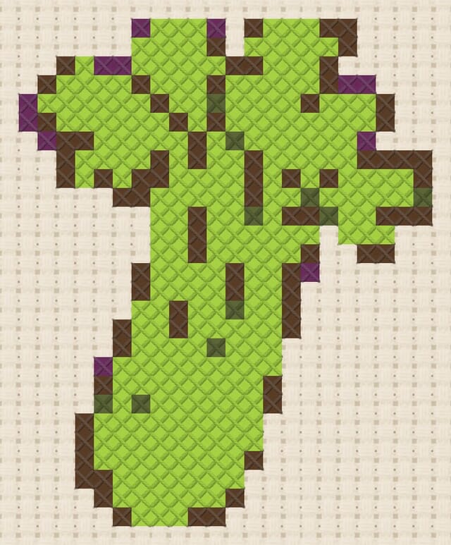 Celery finished in cross stitch on Aida cloth