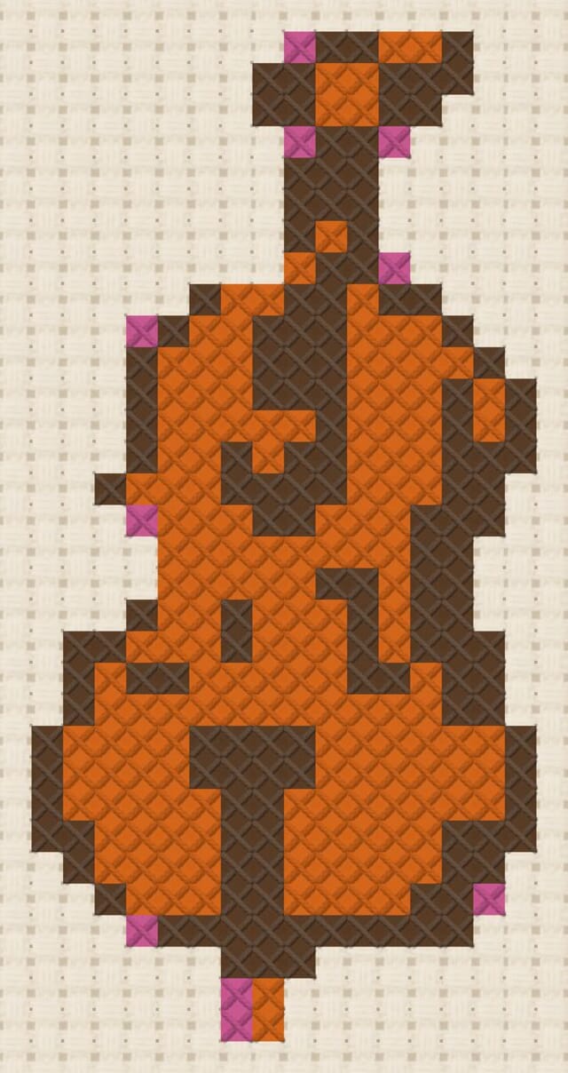 Cello finished in cross stitch on Aida cloth