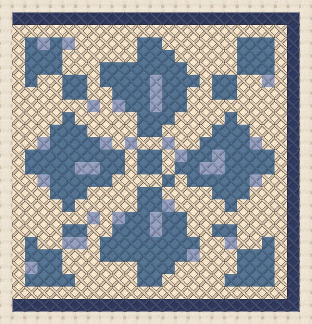 Ceramic tile finished in cross stitch on Aida cloth