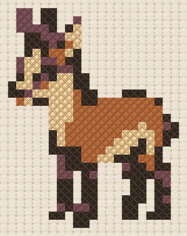 Chamois finished in cross stitch on Aida cloth