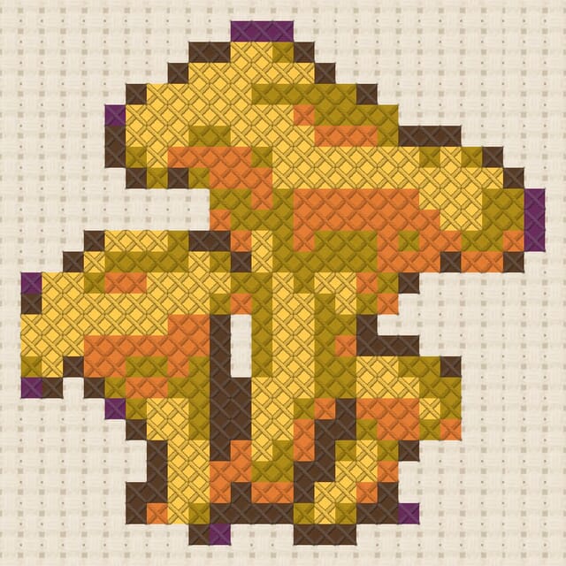 Chanterelles finished in cross stitch on Aida cloth