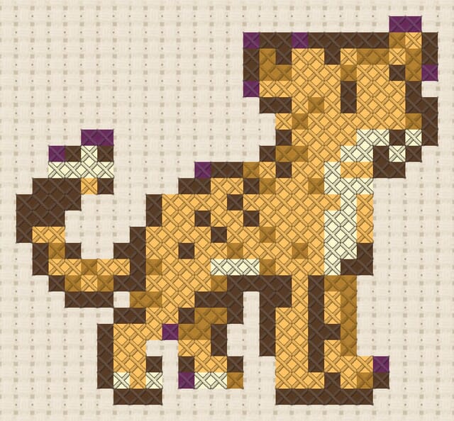 Cheetah finished in cross stitch on Aida cloth