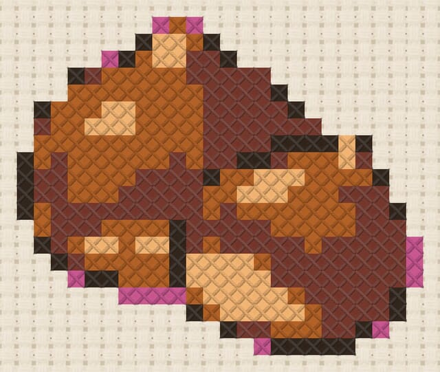 Chestnuts finished in cross stitch on Aida cloth