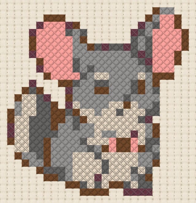 Chinchilla finished in cross stitch on Aida cloth