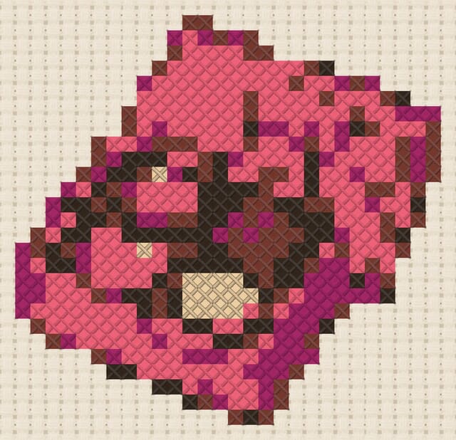 Chocolate box finished in cross stitch on Aida cloth
