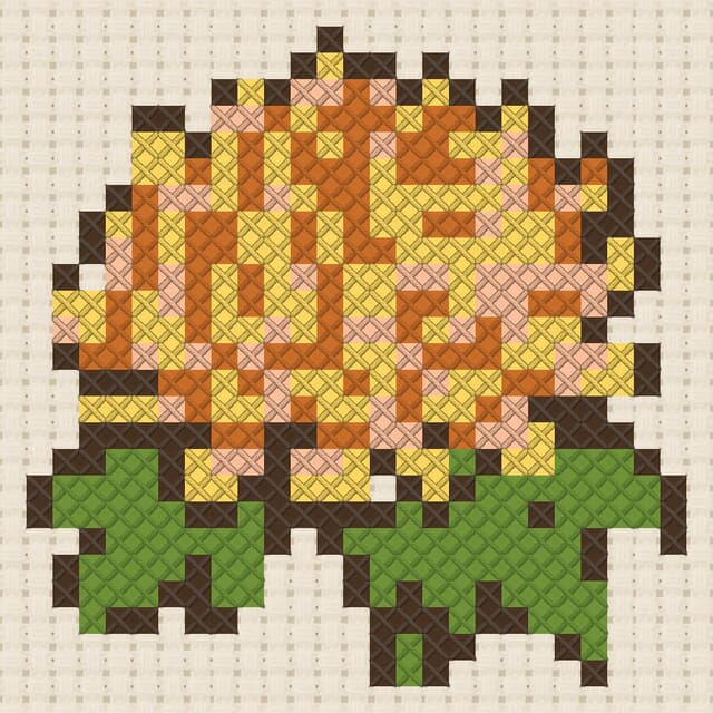 Chrysanthemum finished in cross stitch on Aida cloth