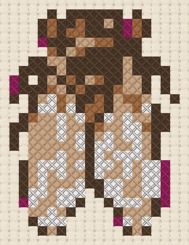 Cicada finished in cross stitch on Aida cloth