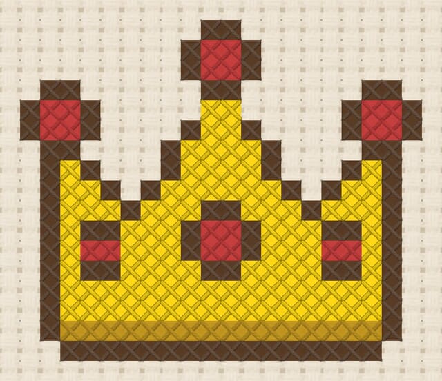 Crown finished in cross stitch on Aida cloth