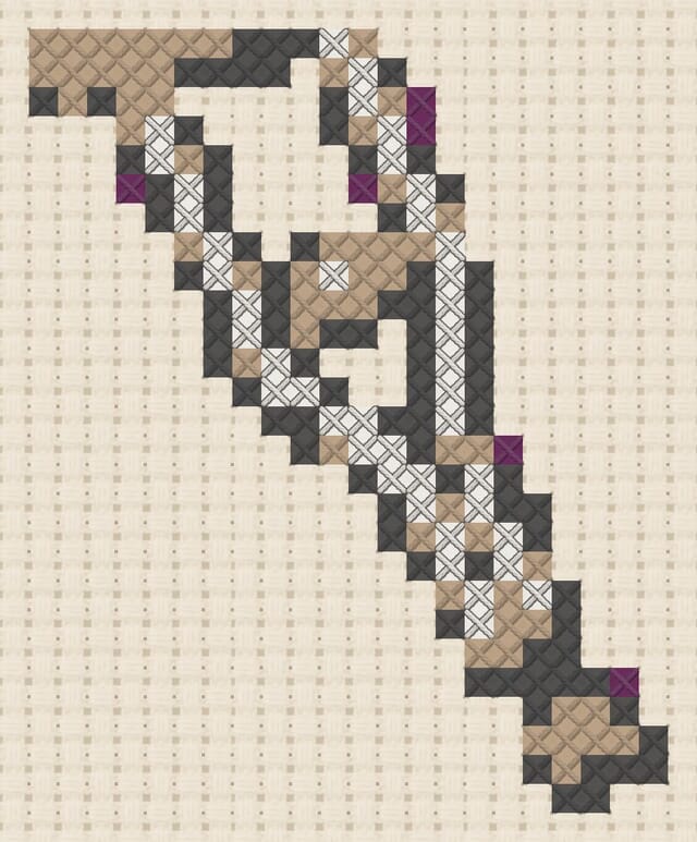 Crutch finished in cross stitch on Aida cloth