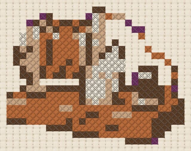 Crystal radio finished in cross stitch on Aida cloth