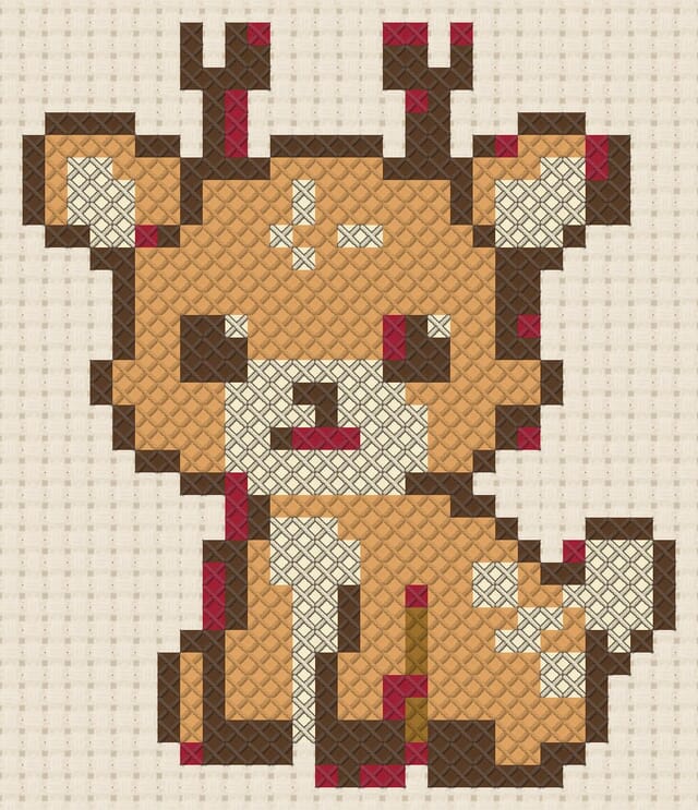Deer finished in cross stitch on Aida cloth