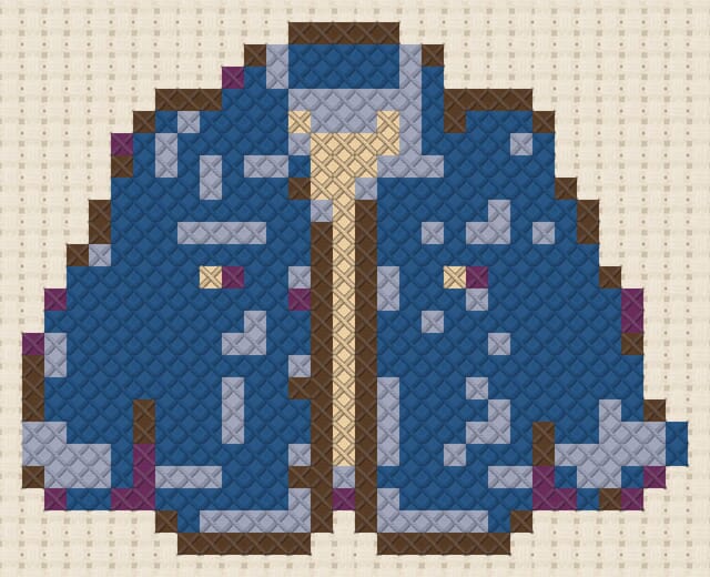 Denim jacket finished in cross stitch on Aida cloth