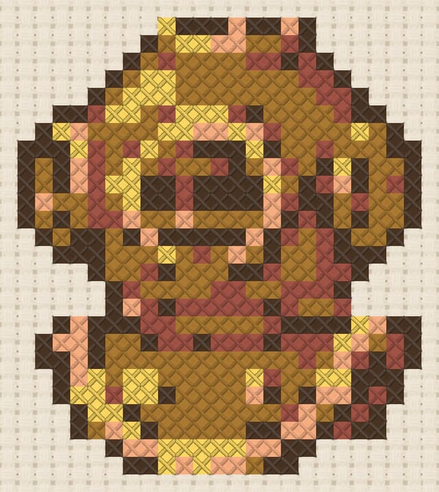 Diving helmet finished in cross stitch on Aida cloth