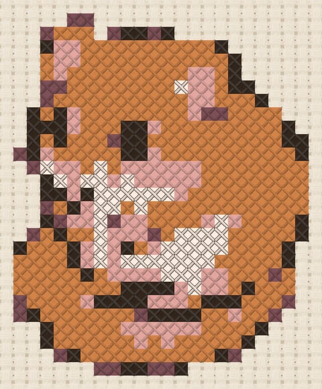Dormouse finished in cross stitch on Aida cloth