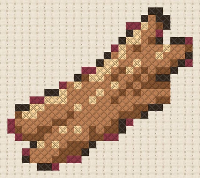 Driftwood finished in cross stitch on Aida cloth