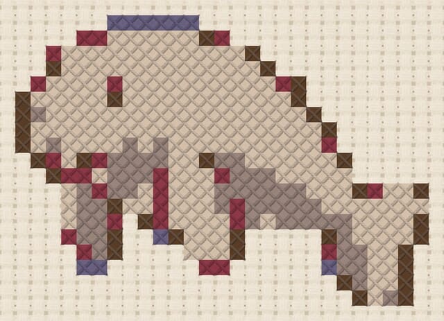 Dugong finished in cross stitch on Aida cloth