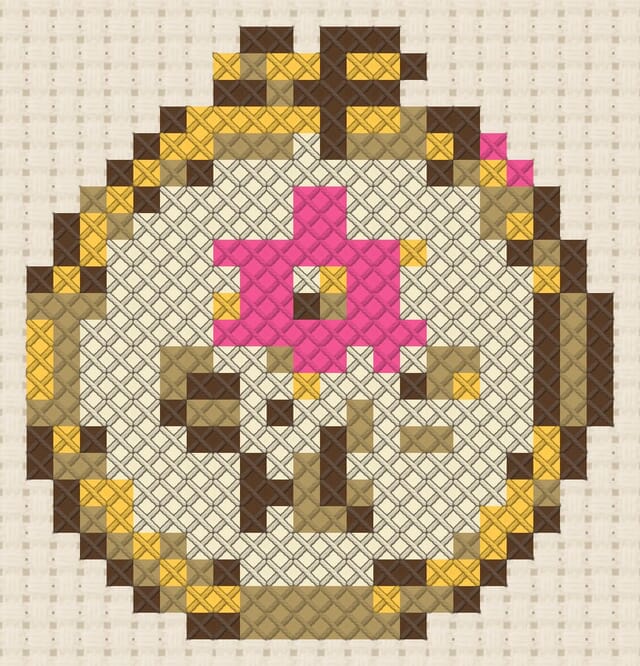 Embroidery hoop finished in cross stitch on Aida cloth