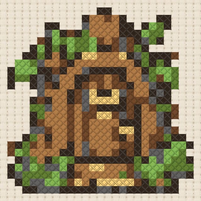 Fairy door finished in cross stitch on Aida cloth
