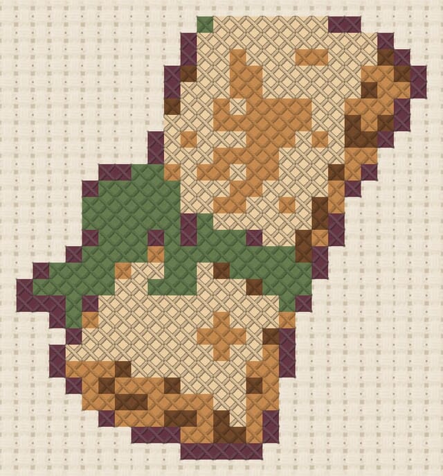 Fairy scroll finished in cross stitch on Aida cloth