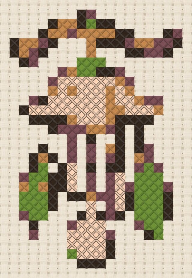 Fairy windchime finished in cross stitch on Aida cloth
