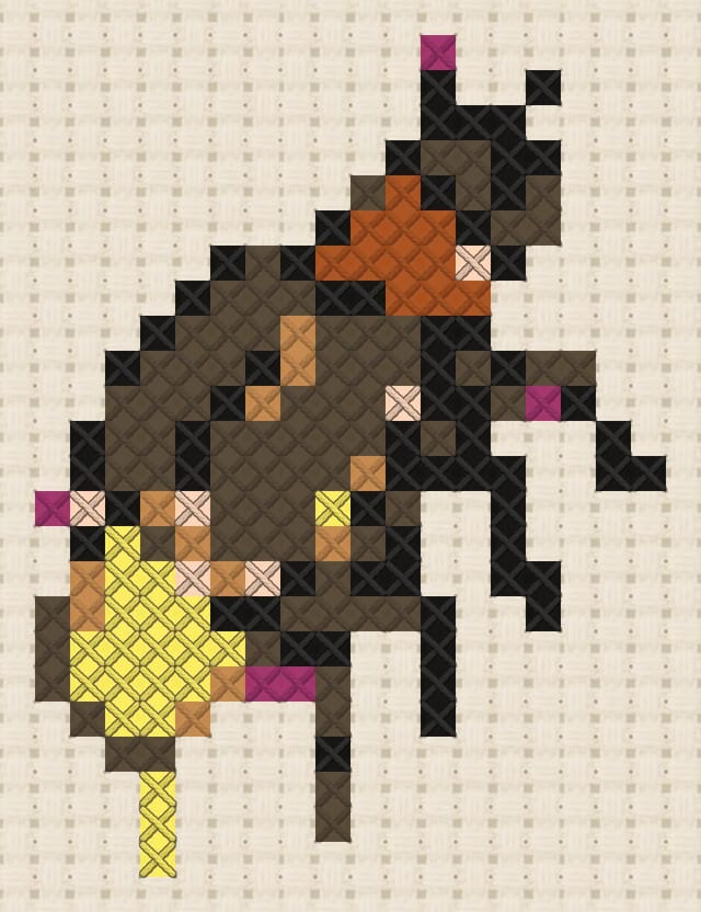 Firefly finished in cross stitch on Aida cloth