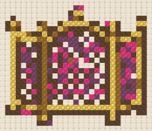 Fireguard finished in cross stitch on Aida cloth