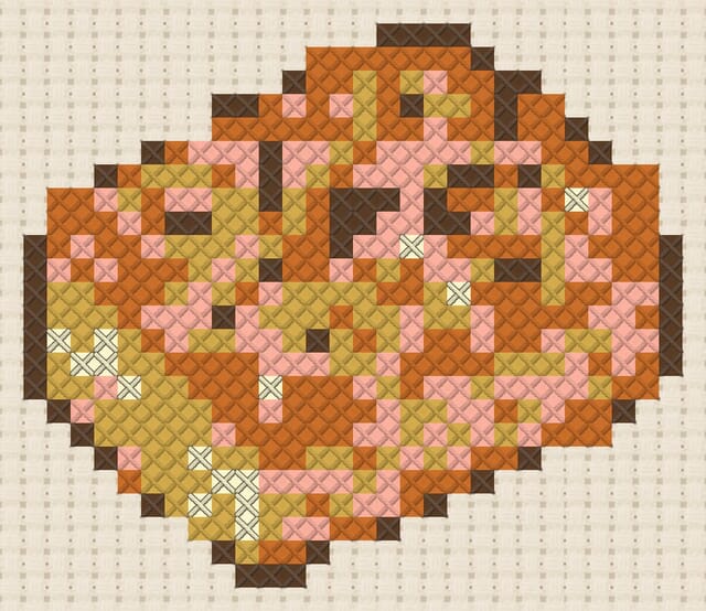 Focaccia finished in cross stitch on Aida cloth